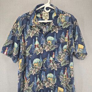 Steve & Barry's Classic Hawaiian Short Sleeve Button Up, Men's Lg, Island Vibes